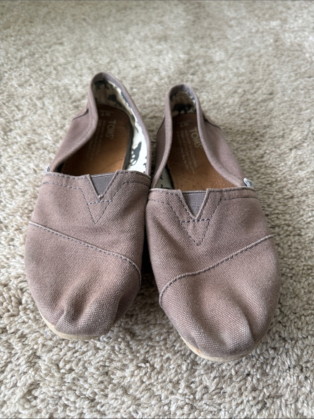TOMS Canvas Slip-Ons in Taupe Brown